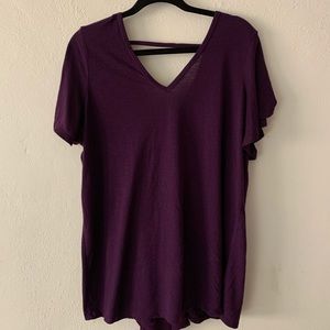 Deep purple top with lace back flow away